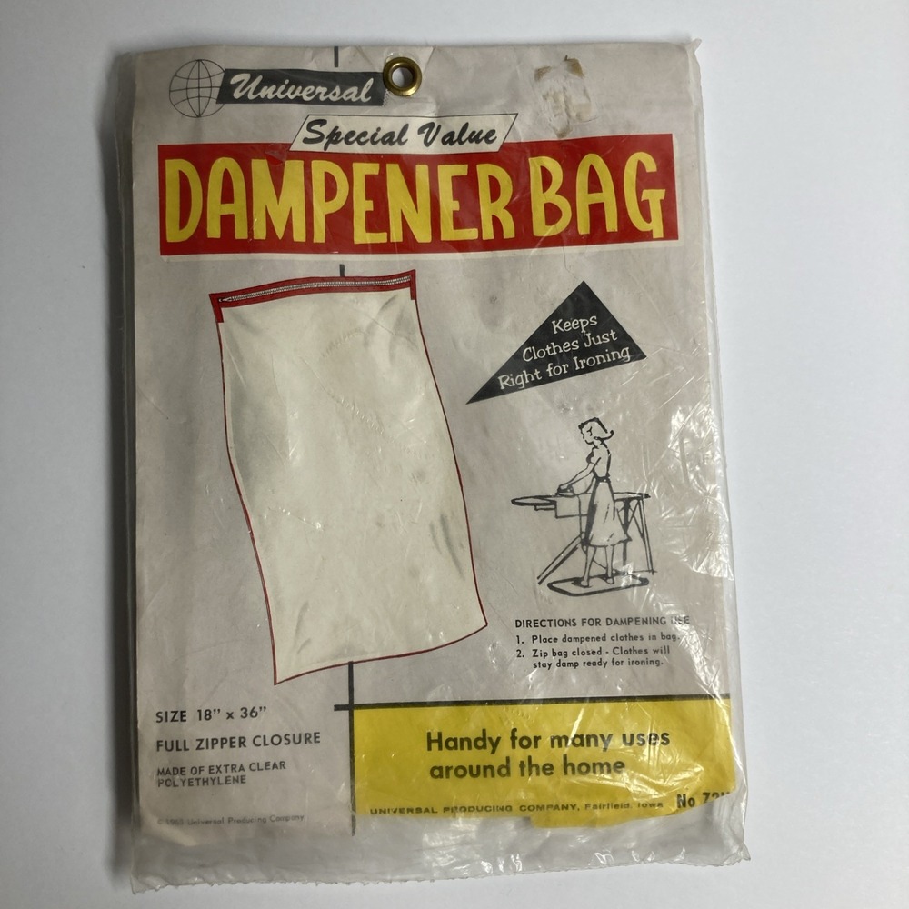 Universal Producing Co Dampener Bag Unisex M Clear Vintage 1963 Zipper 18x36